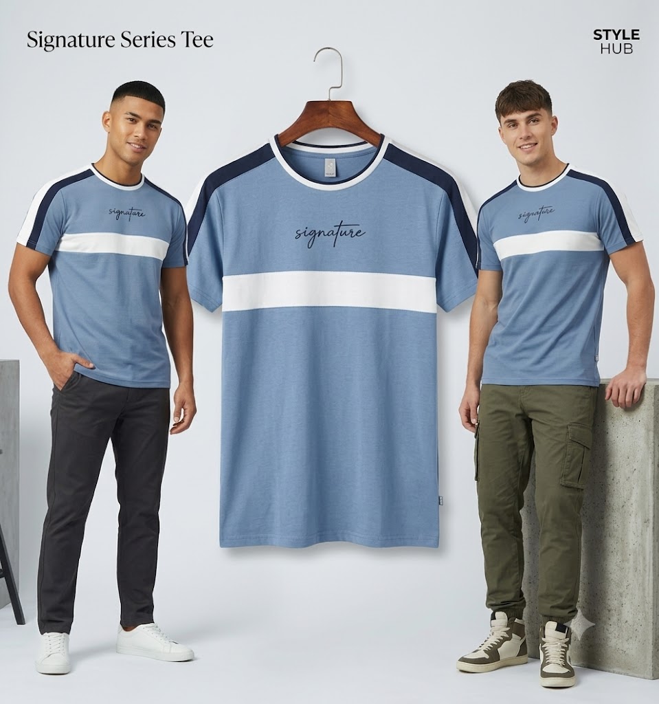 Men's Stylish Signature Series T-Shirt (Sky Blue)